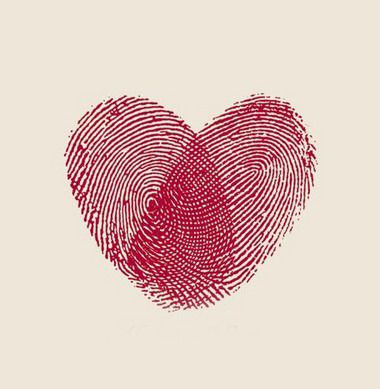 Fingerprints in a heart shape