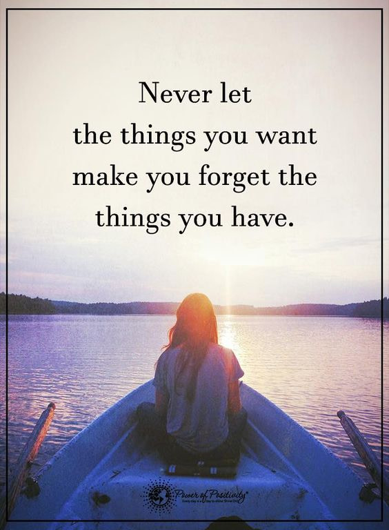 Never let the things you want make you forget the things you have. (Quote)